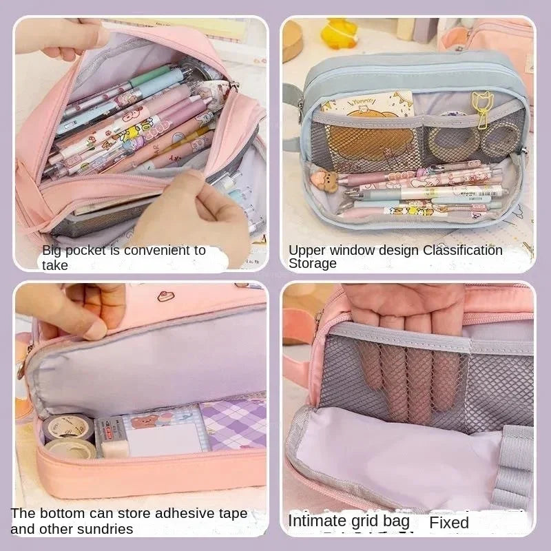 Three-layer Cute Pencil Bag